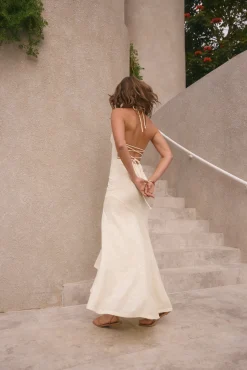 Rosetta Halter Maxi Dress Cream