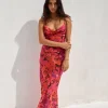 RUNAWAY THE LABEL Bad Romance Sheer Maxi Dress Pink Floral