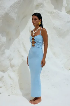 RUNAWAY THE LABEL Normani Midi Dress Ice Blue