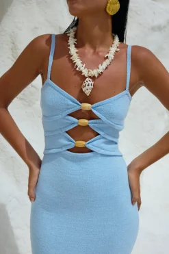 RUNAWAY THE LABEL Normani Midi Dress Ice Blue