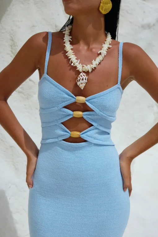 RUNAWAY THE LABEL Normani Midi Dress Ice Blue