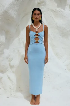 RUNAWAY THE LABEL Normani Midi Dress Ice Blue