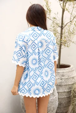 Santorini Rooftop Shirt Blue