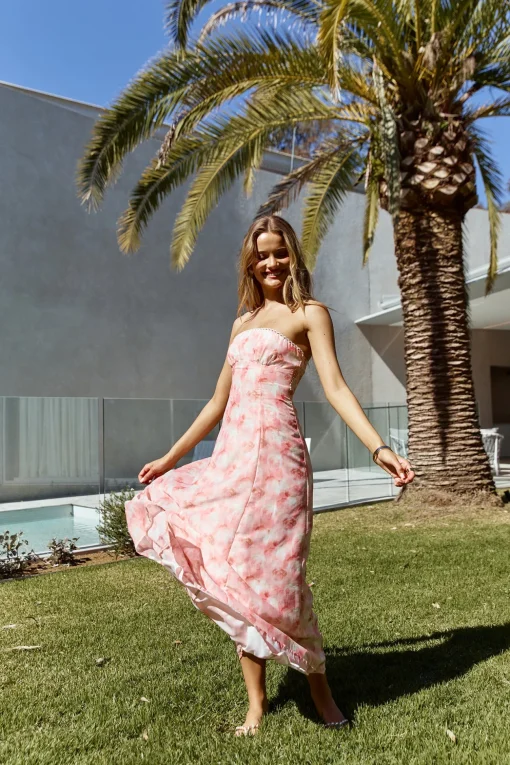 Sasha Strapless Maxi Dress Pink