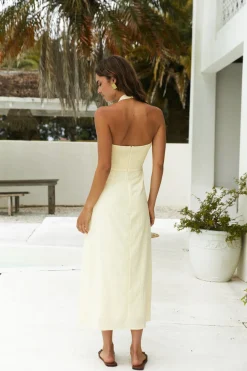 Scarlet Hues Halter Maxi Dress Lemon