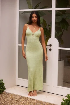 Sea Shimmer Maxi Dress Lime