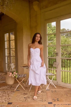 Seaside Picnic Midi Dress White