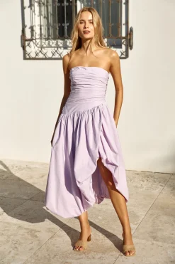 See You Tonight Bubble Hem Midi Dress Lilac