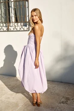 See You Tonight Bubble Hem Midi Dress Lilac