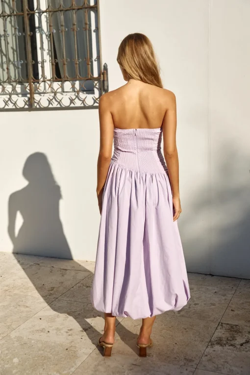 See You Tonight Bubble Hem Midi Dress Lilac