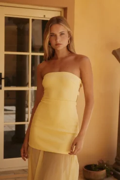 Serene Sands Strapless Maxi Dress Yellow