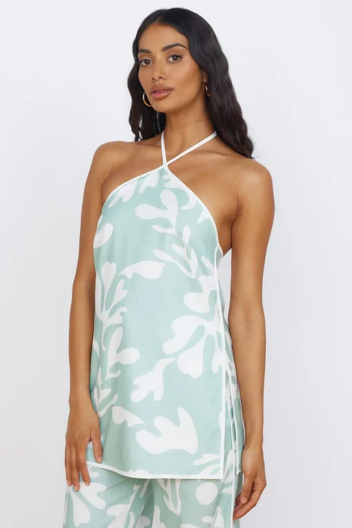 SEVEN WONDERS Ilah Halter Top Sage