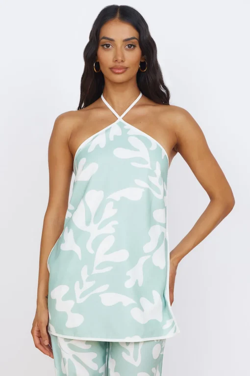 SEVEN WONDERS Ilah Halter Top Sage