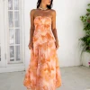 Sienna Strapless Maxi Dress Orange