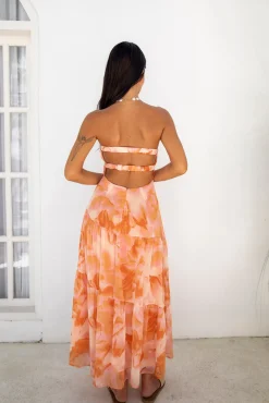 Sienna Strapless Maxi Dress Orange
