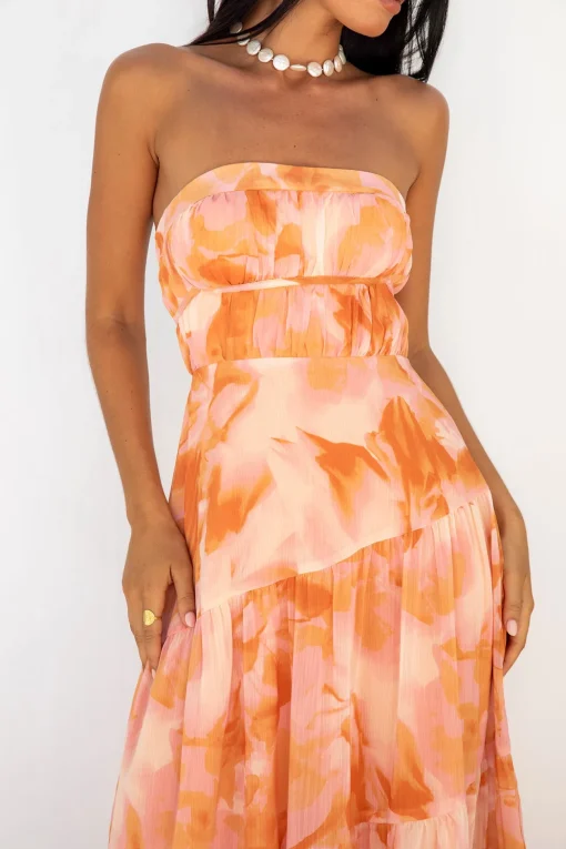 Sienna Strapless Maxi Dress Orange