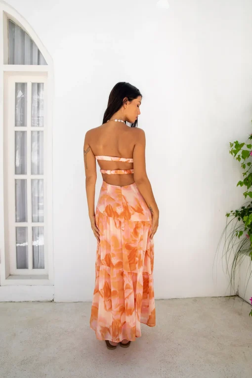 Sienna Strapless Maxi Dress Orange