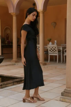Siren Melody Satin Maxi Dress Black