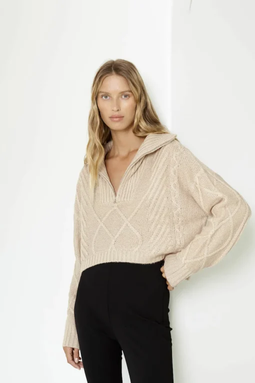 SNDYS Jax Crop Jumper Beige