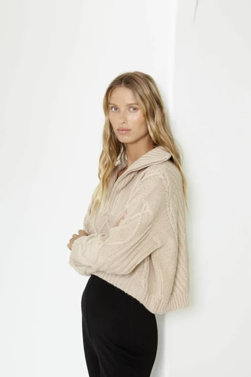 SNDYS Jax Crop Jumper Beige