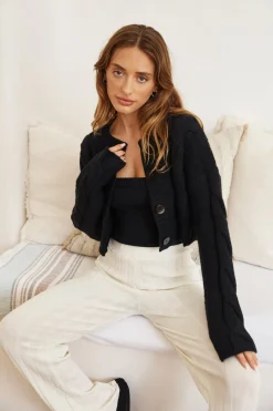 SNDYS Laine Cable Cardigan Black