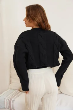 SNDYS Laine Cable Cardigan Black