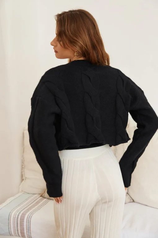 SNDYS Laine Cable Cardigan Black