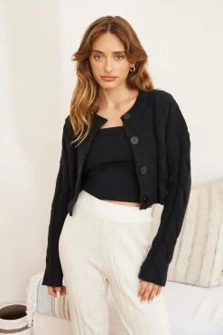 SNDYS Laine Cable Cardigan Black