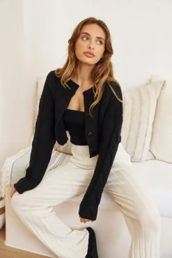 SNDYS Laine Cable Cardigan Black