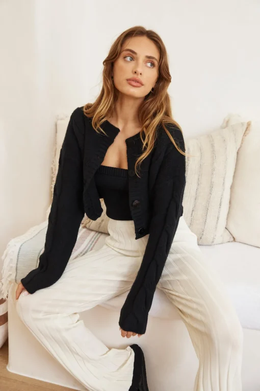 SNDYS Laine Cable Cardigan Black