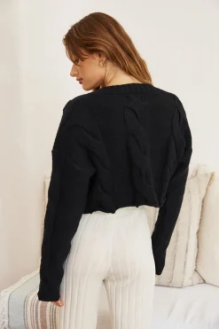 SNDYS Laine Cable Cardigan Black