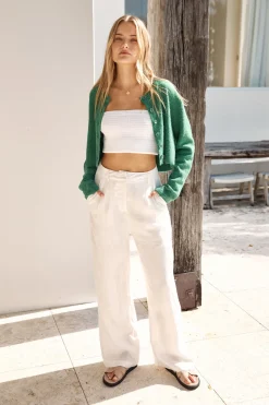 Soft Touch Wool Blend Cardigan Green