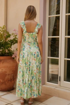Softly Blooming Maxi Dress Green