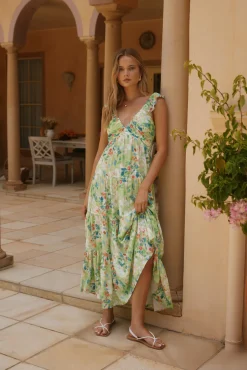 Softly Blooming Maxi Dress Green