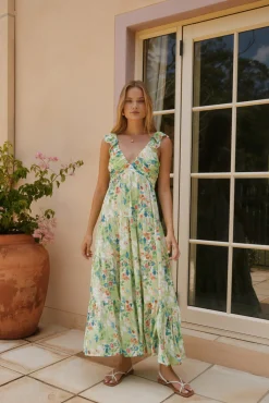 Softly Blooming Maxi Dress Green