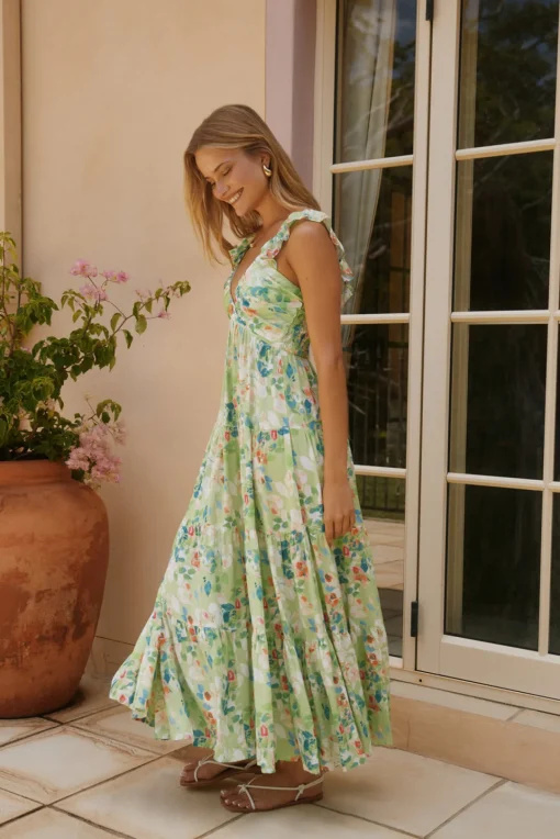 Softly Blooming Maxi Dress Green