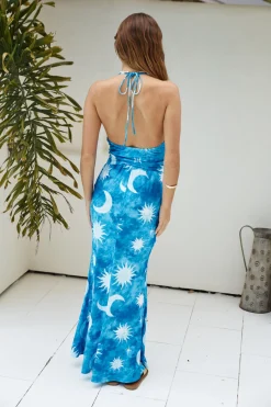 Starlit Oasis Halter Top Blue