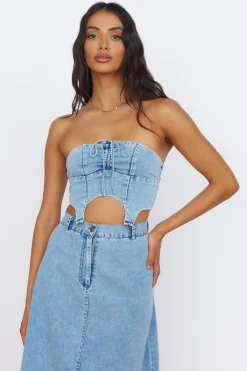 Starlit Symphony Crop Top Denim