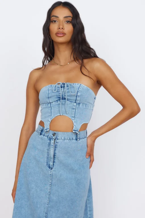 Starlit Symphony Crop Top Denim