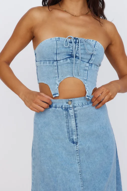 Starlit Symphony Crop Top Denim