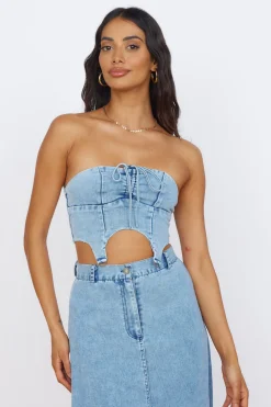Starlit Symphony Crop Top Denim