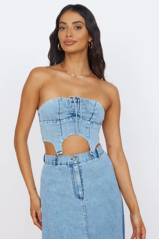 Starlit Symphony Crop Top Denim
