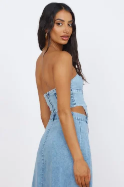 Starlit Symphony Crop Top Denim