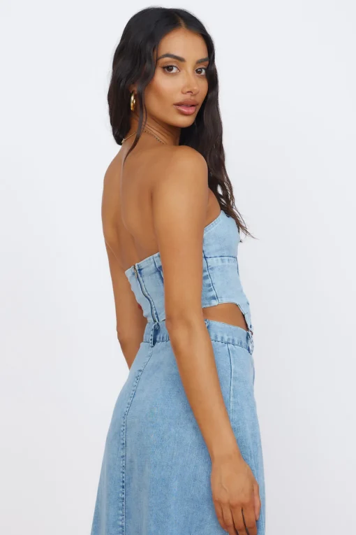 Starlit Symphony Crop Top Denim