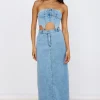 Starlit Symphony Maxi Skirt Denim