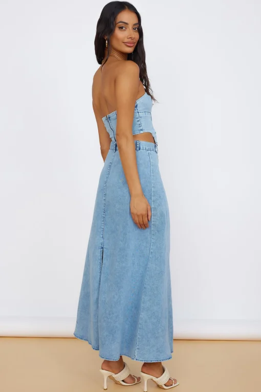 Starlit Symphony Maxi Skirt Denim