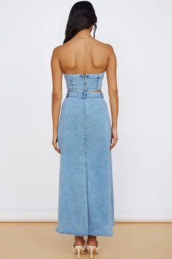 Starlit Symphony Maxi Skirt Denim