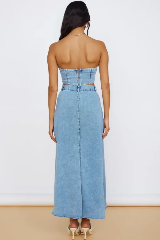 Starlit Symphony Maxi Skirt Denim