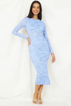 Sudden Moments Midi Dress Blue