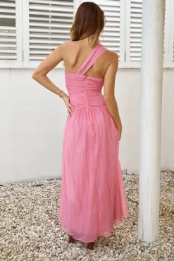 Sugar Coated One Shoulder Maxi Dress Pink